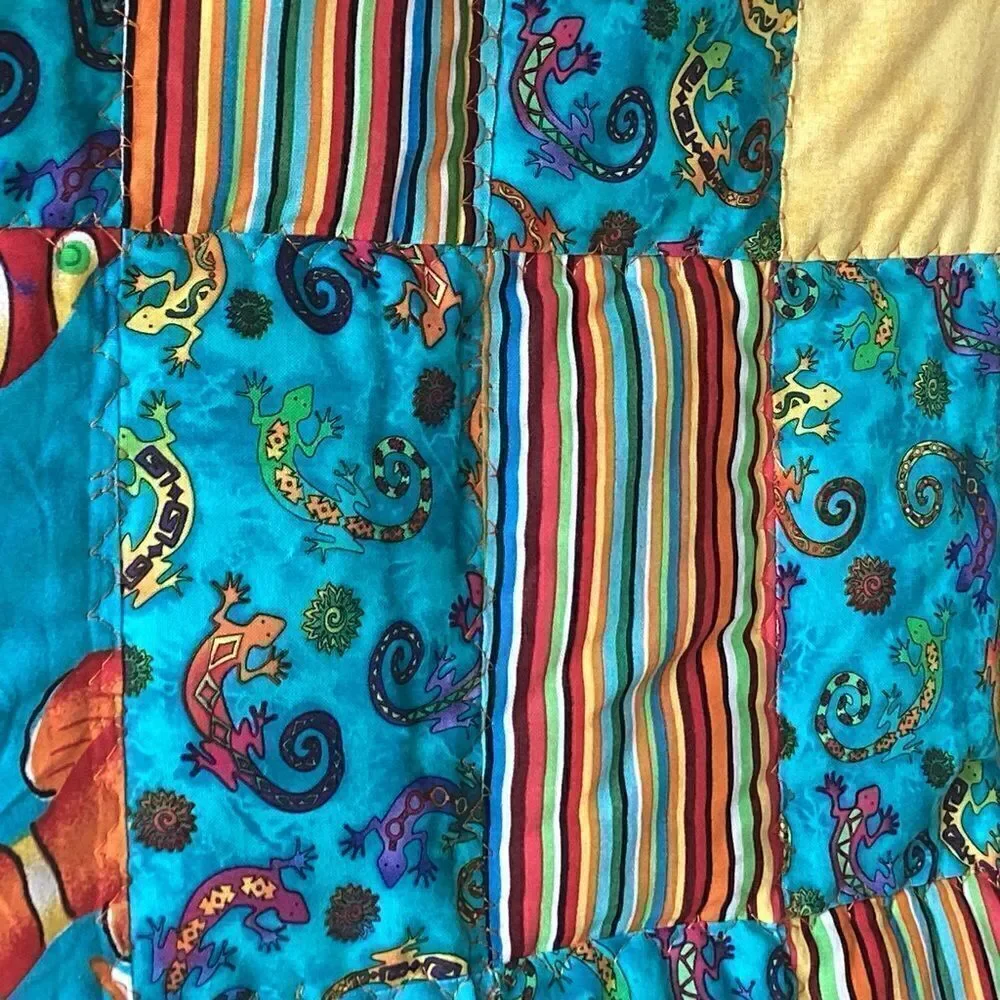 Hand Crafted Brights Fish and Reptile Children’s Quilt